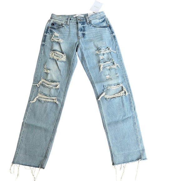KANCAN Boyfriend Ripped Lightwash Jeans Distressed Size 24 NWT - Picture 4 of 16